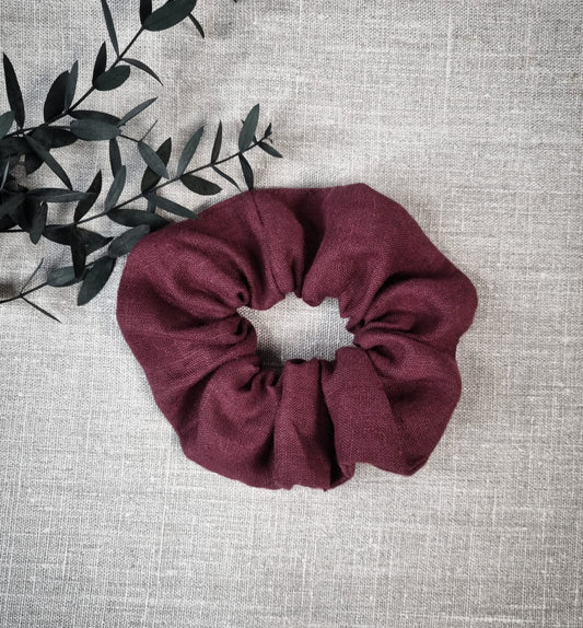 Red Wine linen scrunchie