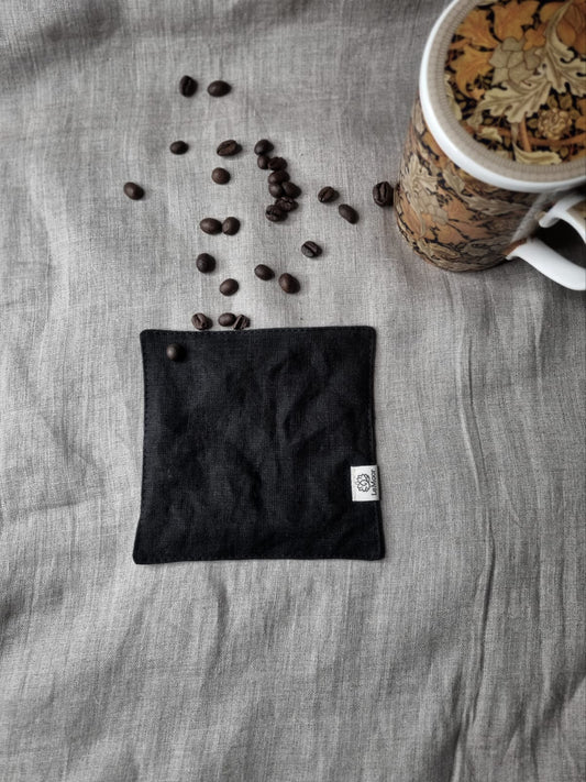 Black linen coasters