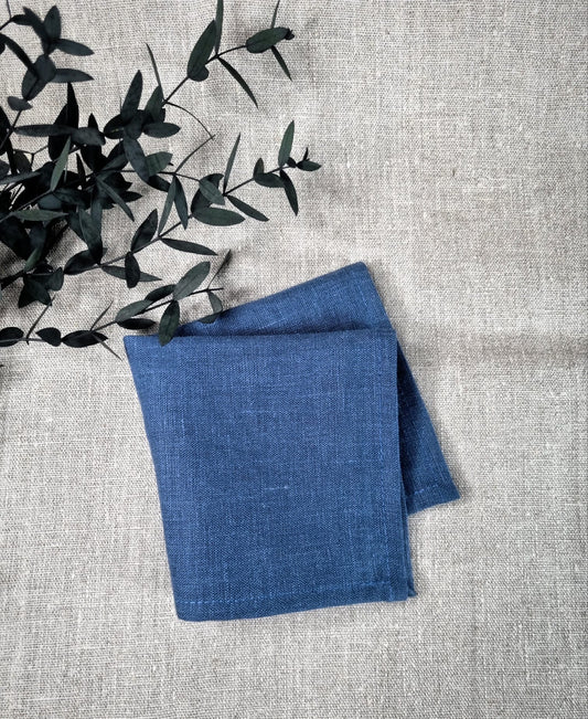 Deep Blue linen handkerchief