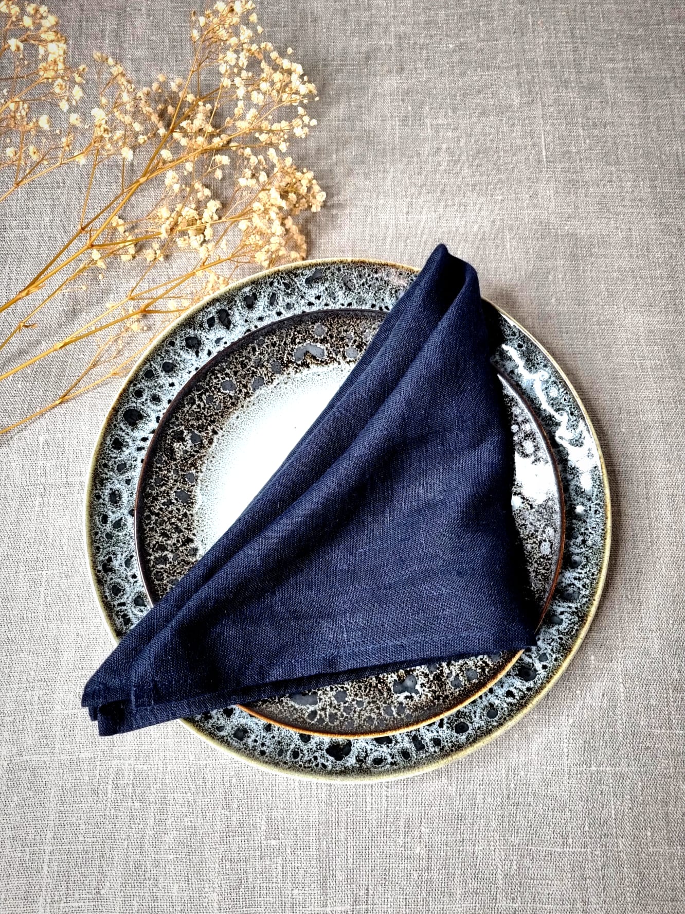 Navy blue linen napkins