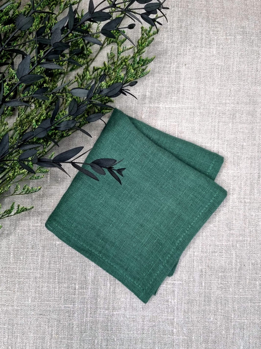 Emerald Green linen handkerchief