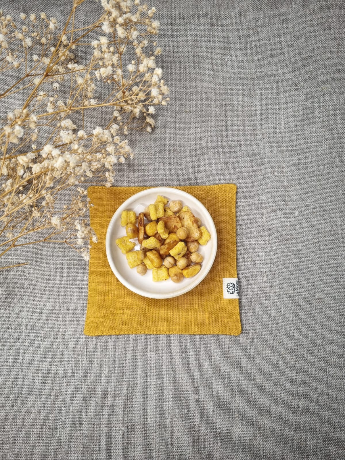 Mustard linen coasters