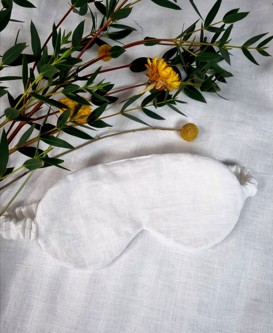 White linen sleeping mask