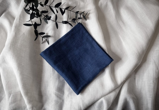 Deep blue linen handkerchiefs