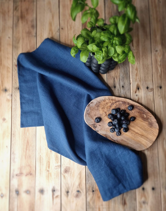 Deep Blue Linen Tea Towels