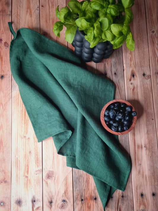 Emerald Green Linen Tea Towels