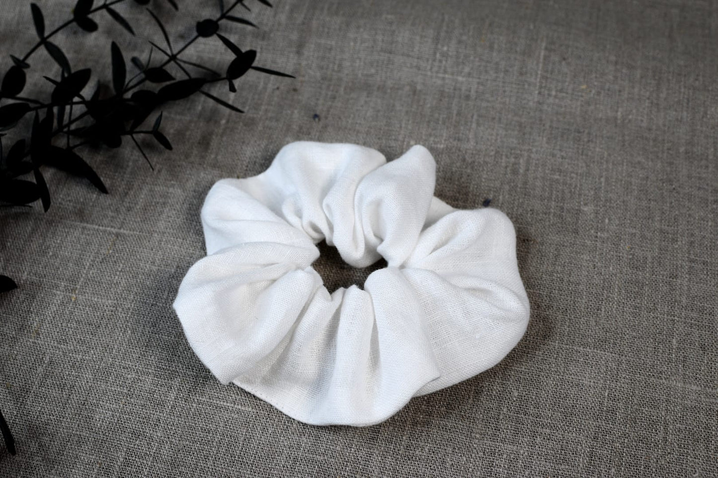 Navy Blue linen scrunchie