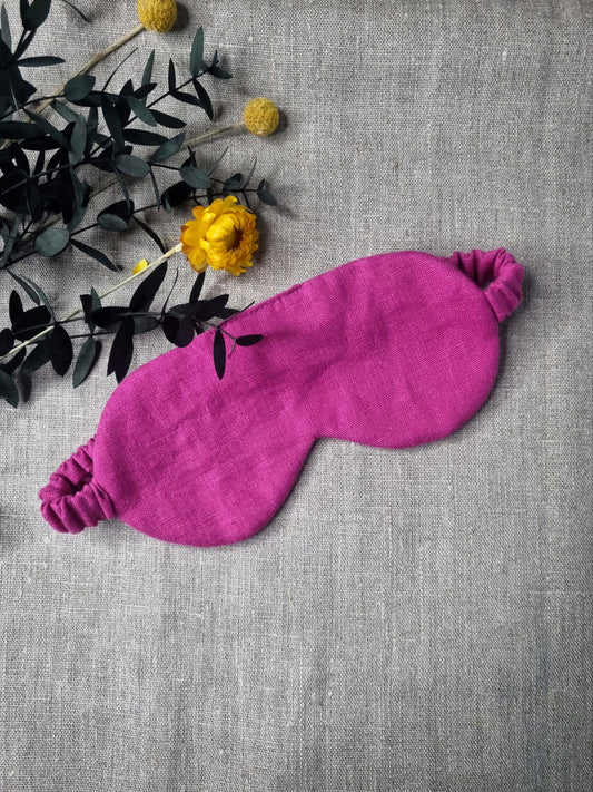 Fuchsia linen sleeping mask