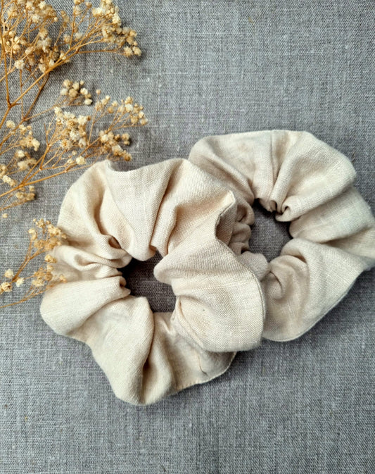 Latte linen scrunchie