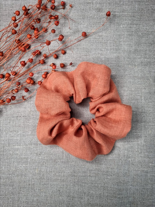 Orange linen scrunchie