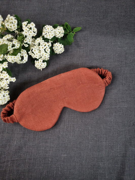 Terracotta linen sleep mask