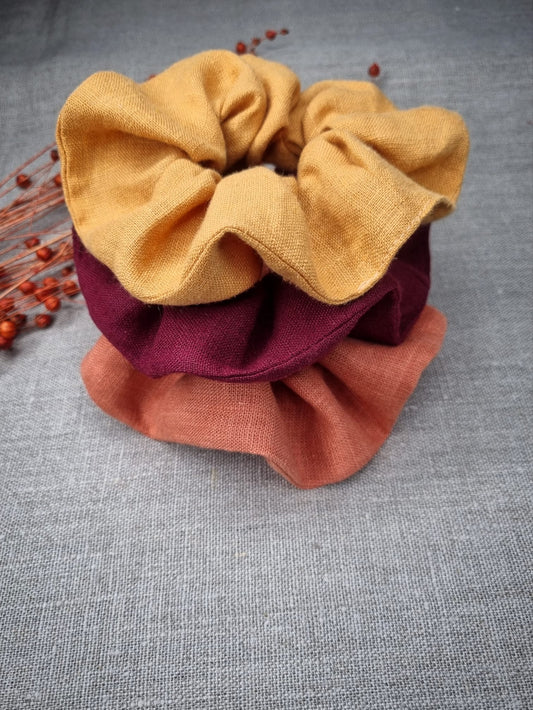 Mustard linen scrunchie