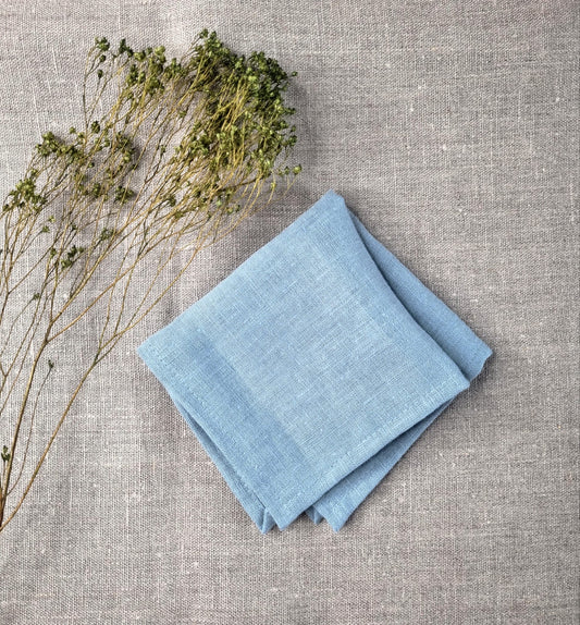Ocean Blue linen handkerchief