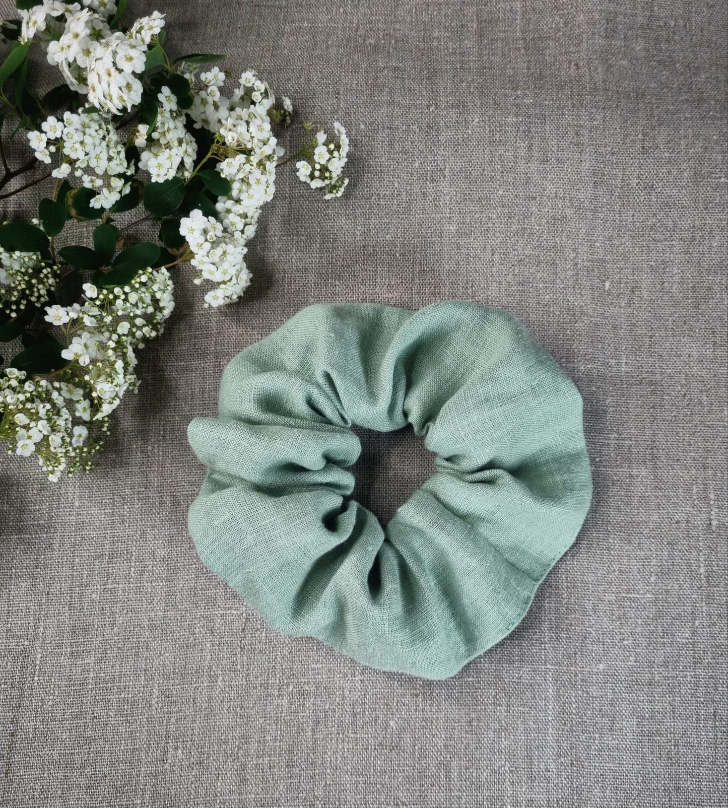Navy Blue linen scrunchie