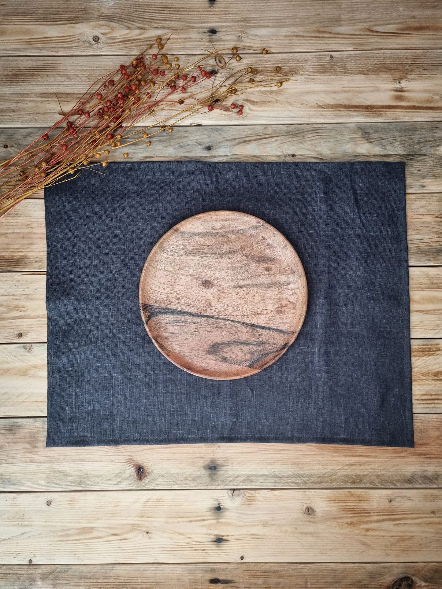 Black linen placemats