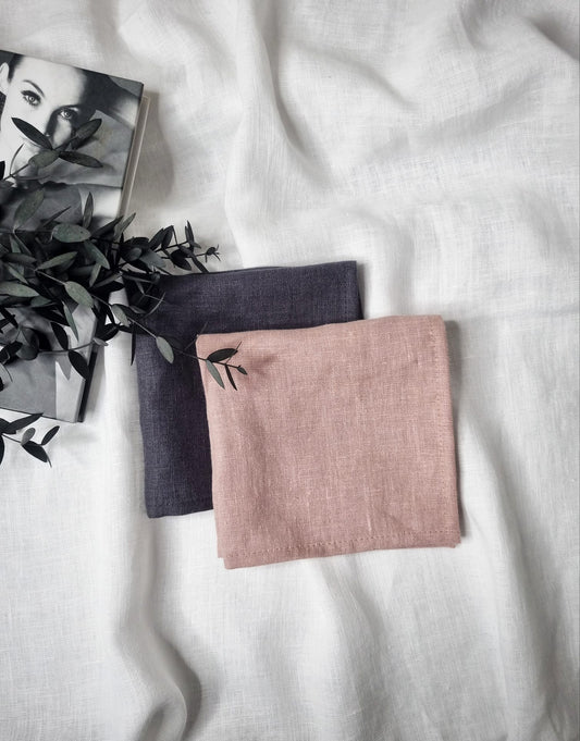 Dusty pink linen handkerchiefs