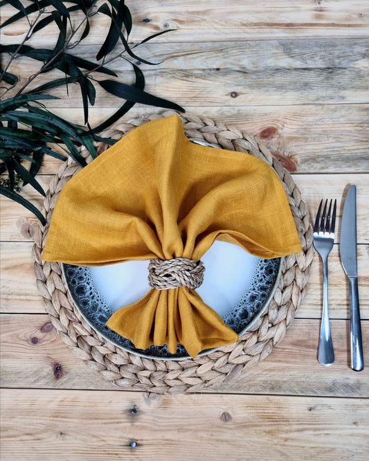 Light mustard linen napkins