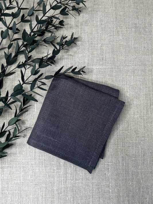 Dark Grey linen handkerchief