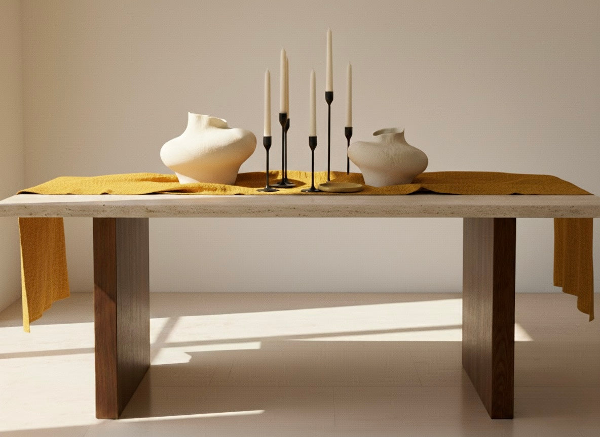 Washed Linen Table Runner – Soft, Rustic & Elegant for Dining Table in Natural Undyed