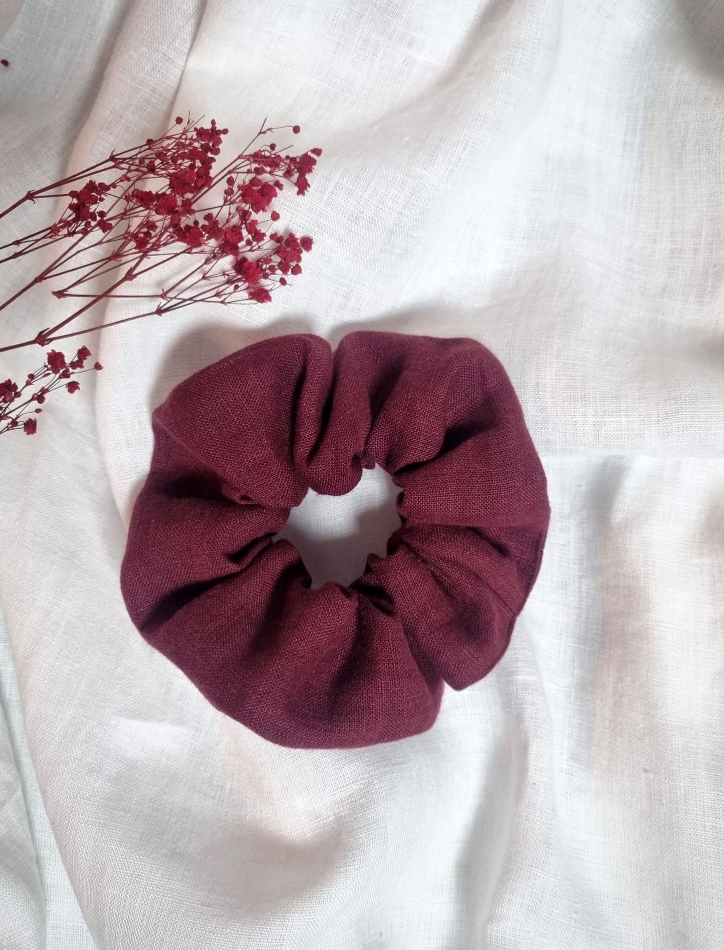 Red Wine linen scrunchie