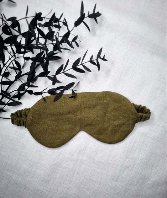 Olive linen sleeping mask