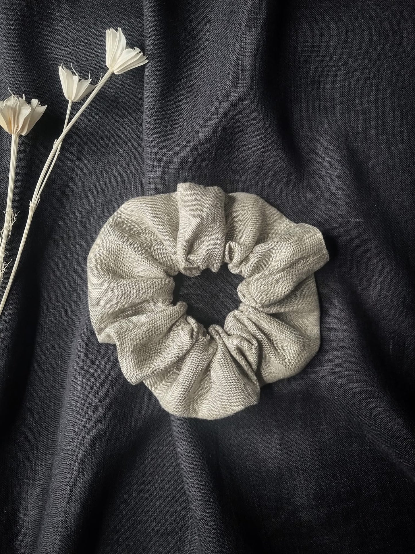 Unpainted flax linen scrunchie