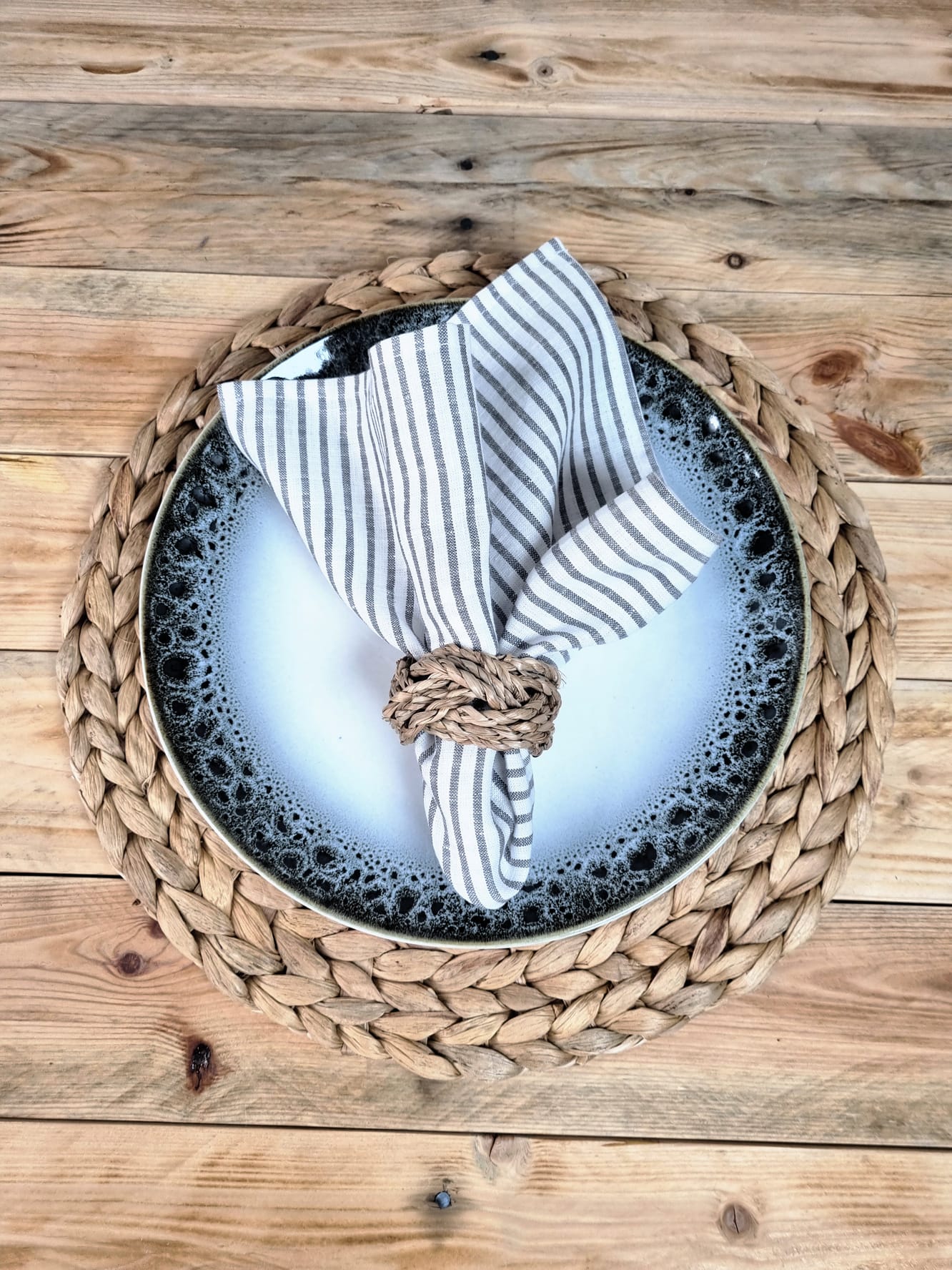 Grey stripe linen napkins