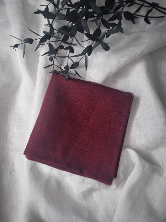 Red wine linen handkerchiefs