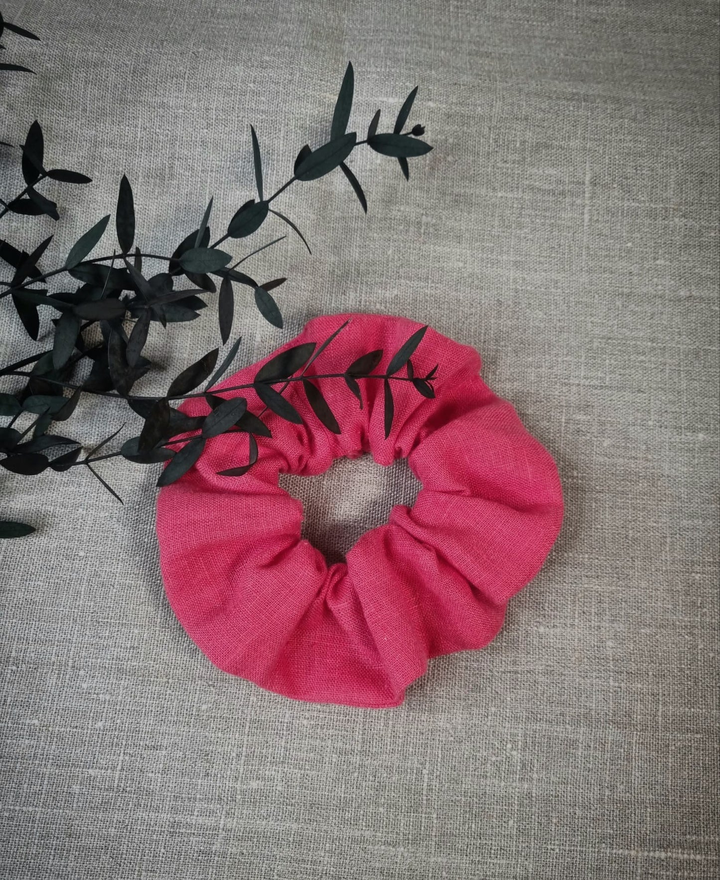 Navy Blue linen scrunchie