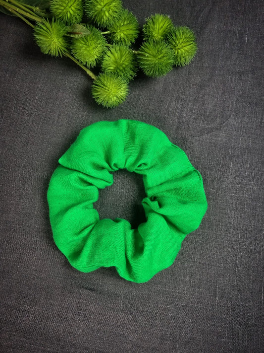 Neon Green linen scrunchie