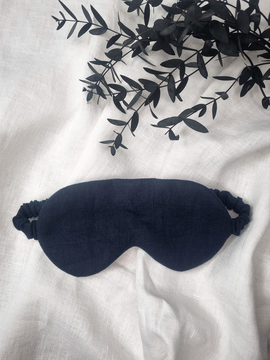 Navy Blue linen sleep mask