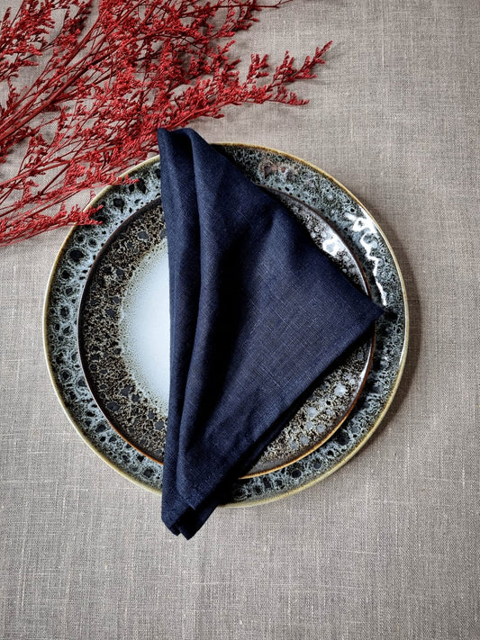 Navy blue linen napkins