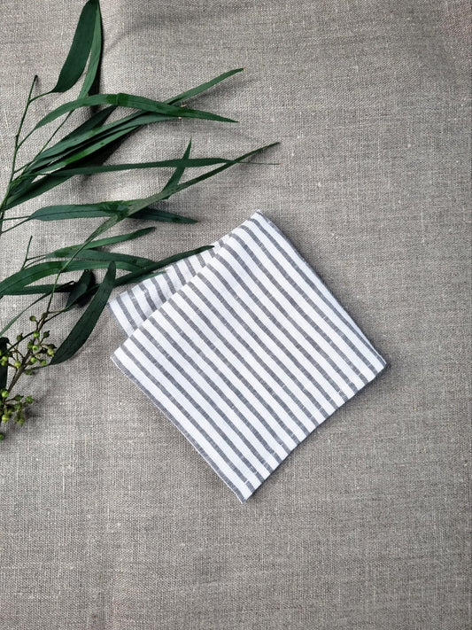 Grey stripe linen handkerchiefs