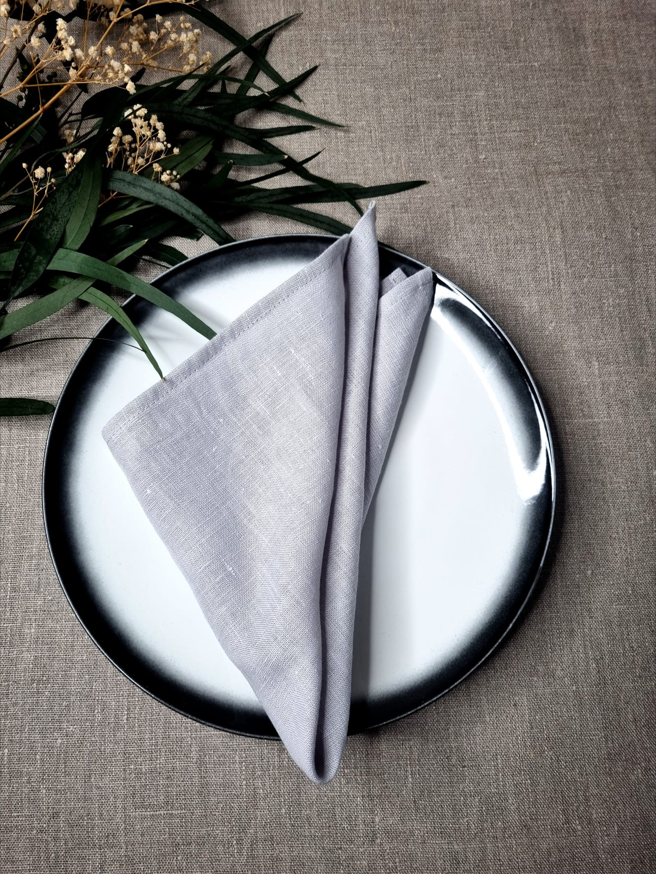 Light grey linen napkins