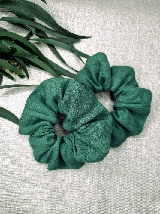 Emerald Green linen scrunchie