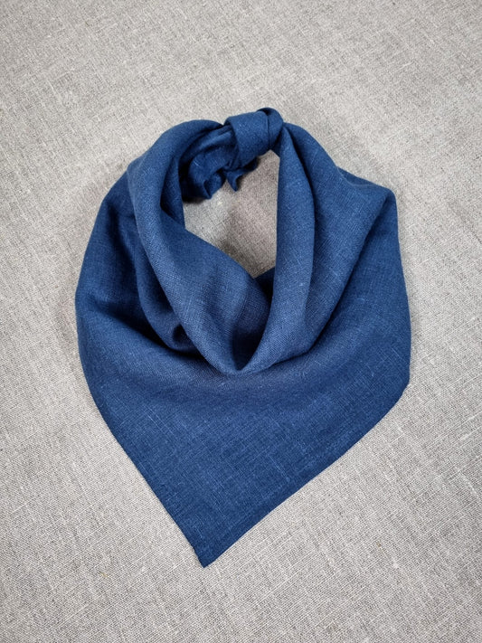 Deep Blue Linen bandanas, Scarves and Neckerchiefs