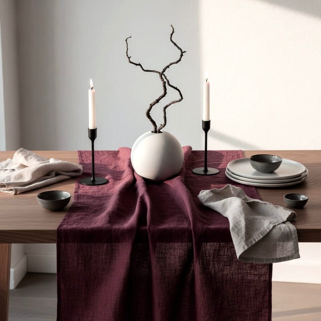 Washed Linen Table Runner – Soft, Rustic & Elegant for Dining Table in Natural Undyed
