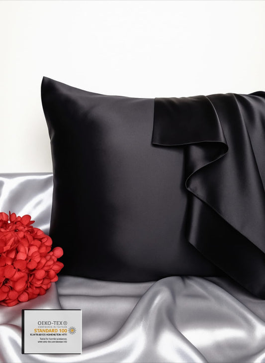 Black 100% Premium Mulberry Silk Pillowcases