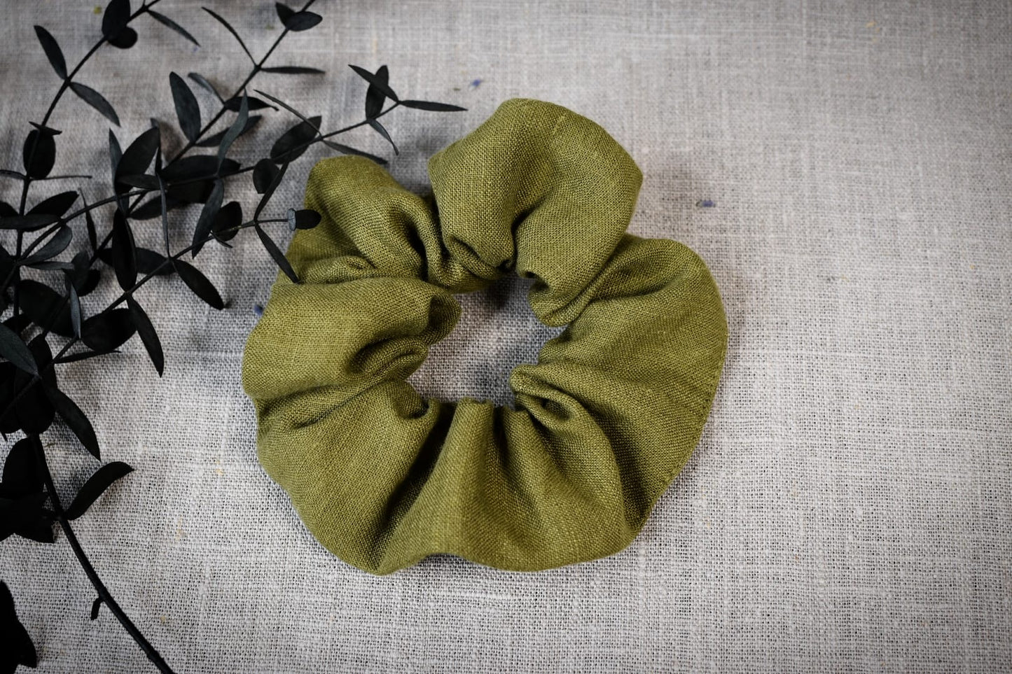 Navy Blue linen scrunchie