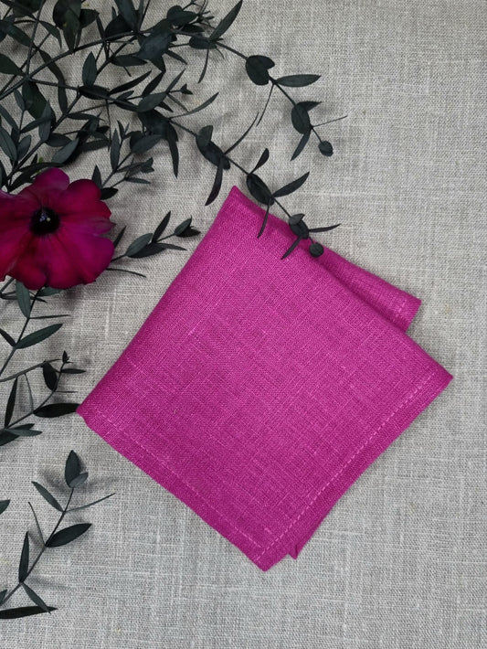 Fuchsia linen handkerchief