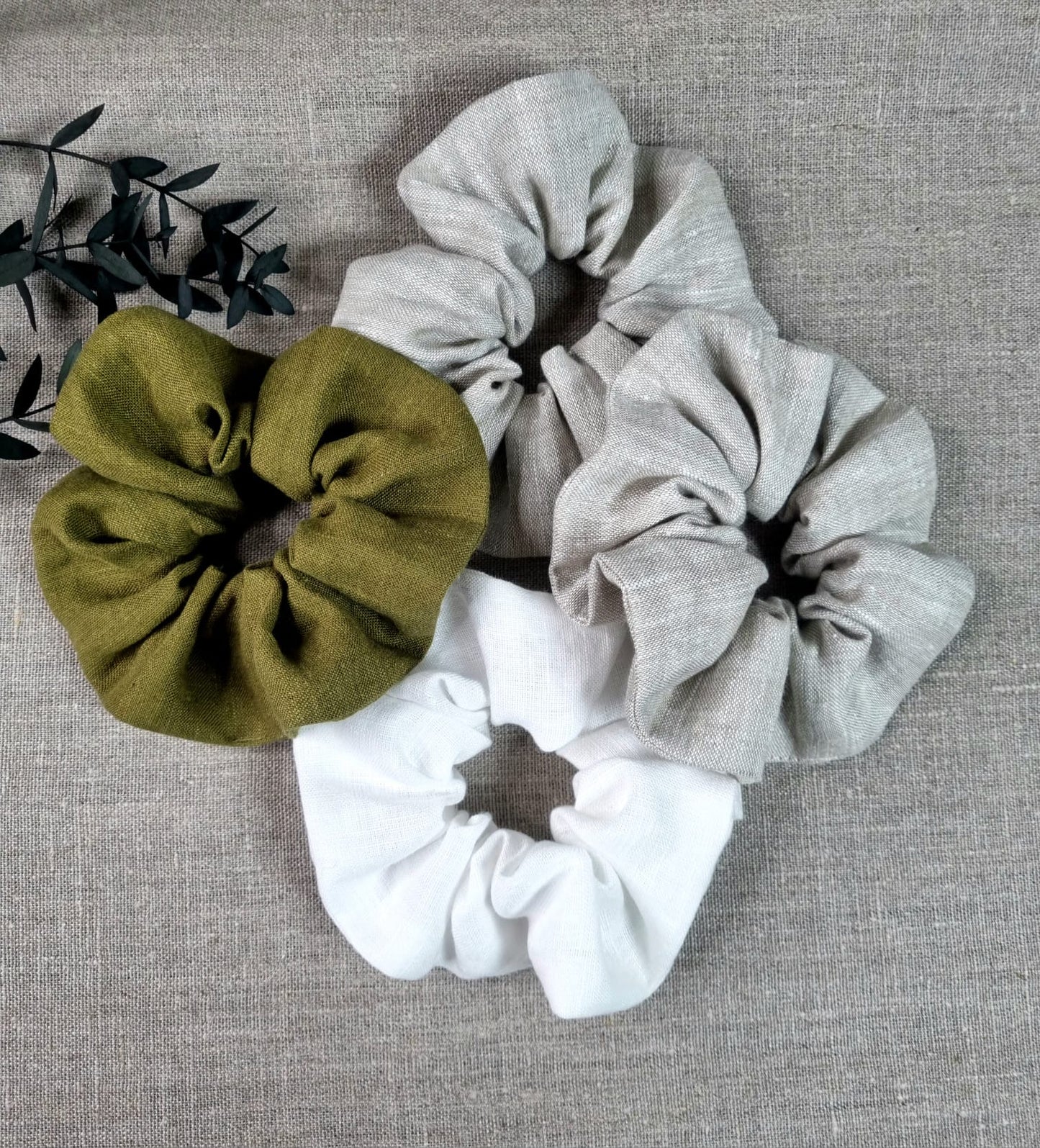 Navy Blue linen scrunchie