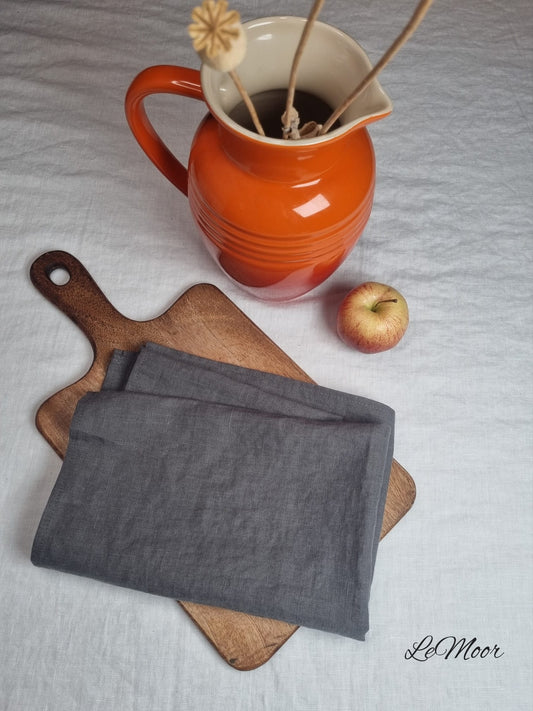 Dark Grey Linen Tea Towels