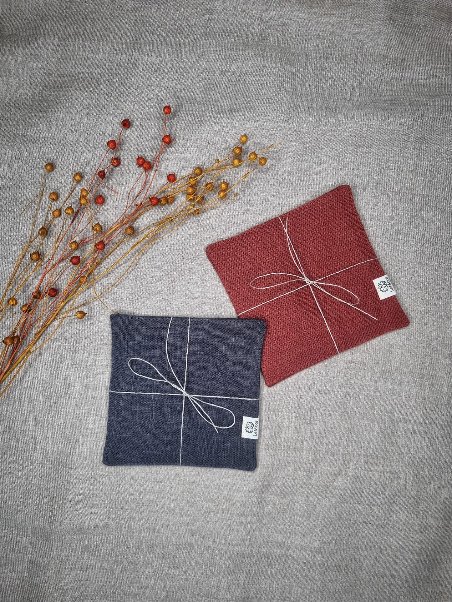 Dark Grey linen coasters