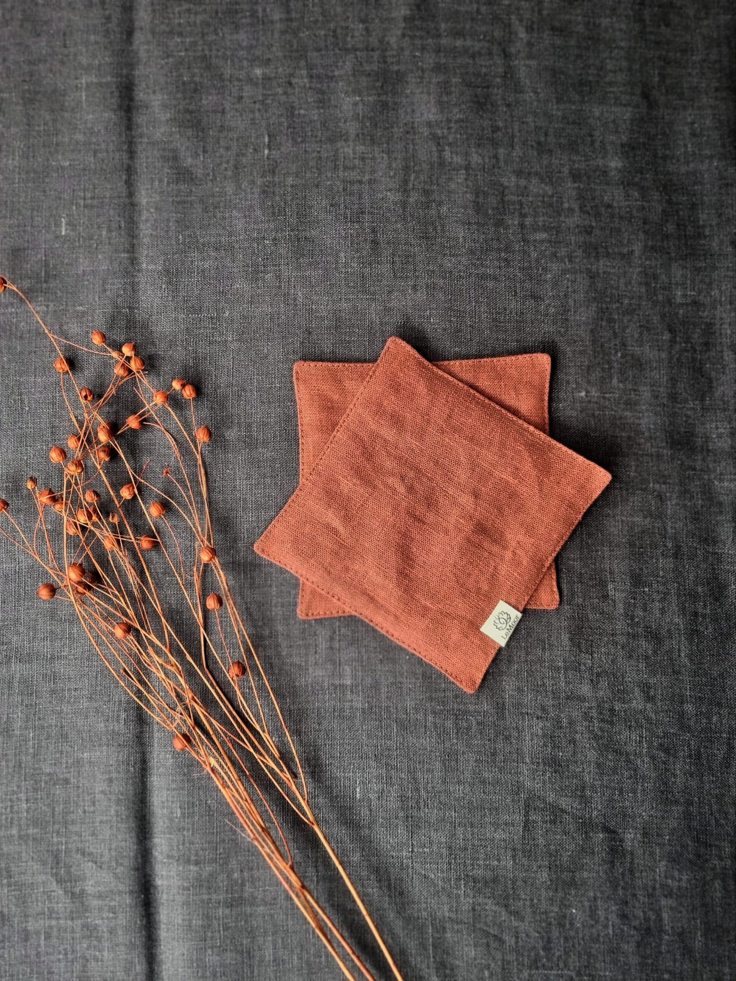 Black linen coasters