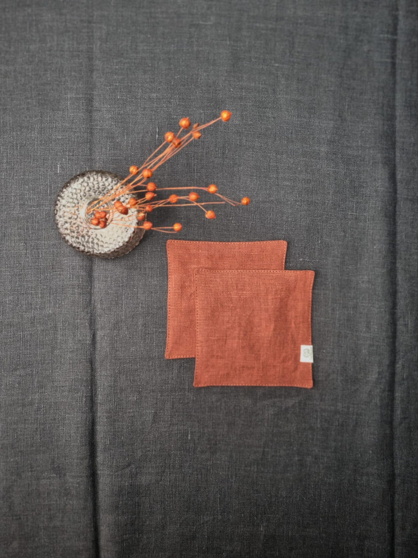 Black linen coasters