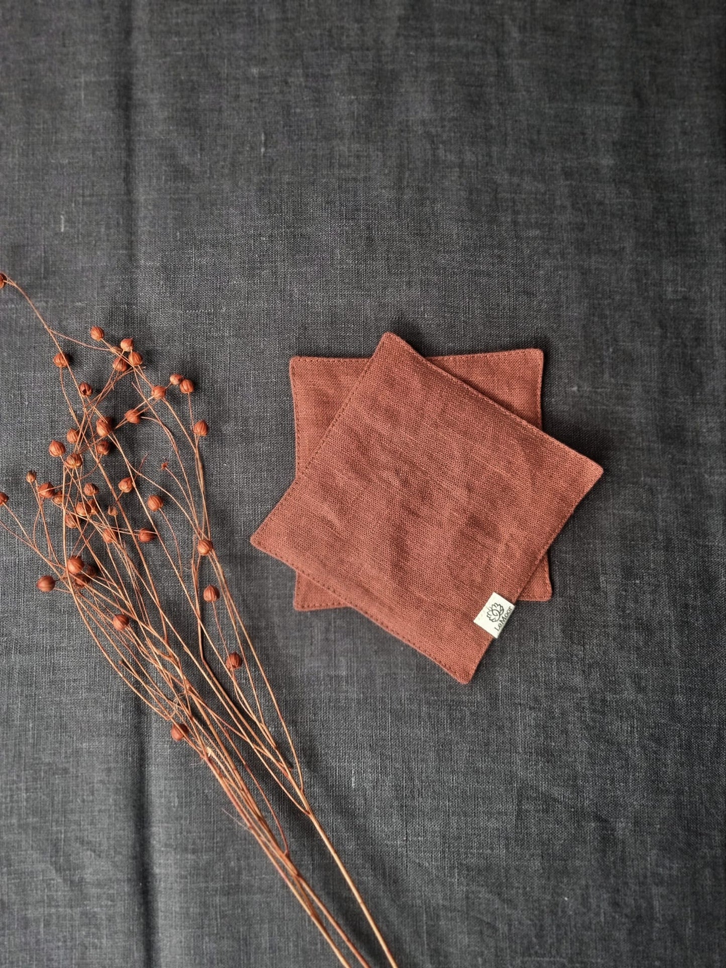 Black linen coasters