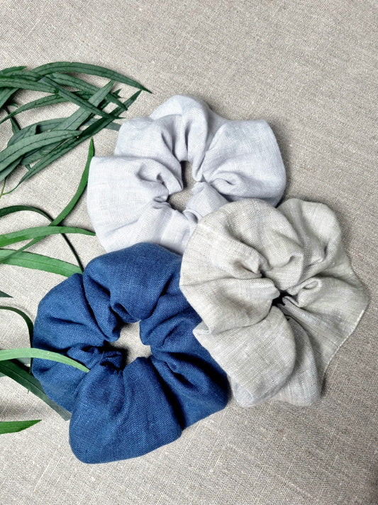 Unpainted Flax linen scrunchie