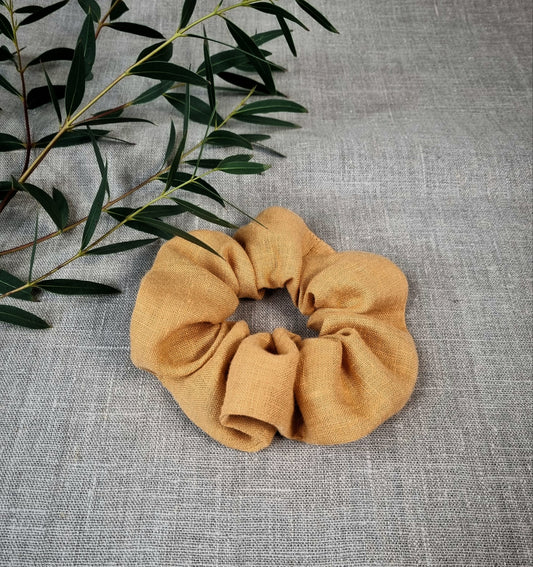 Light Mustard linen scrunchie