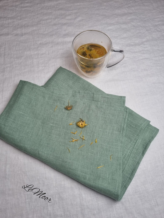 Mint linen tea towel