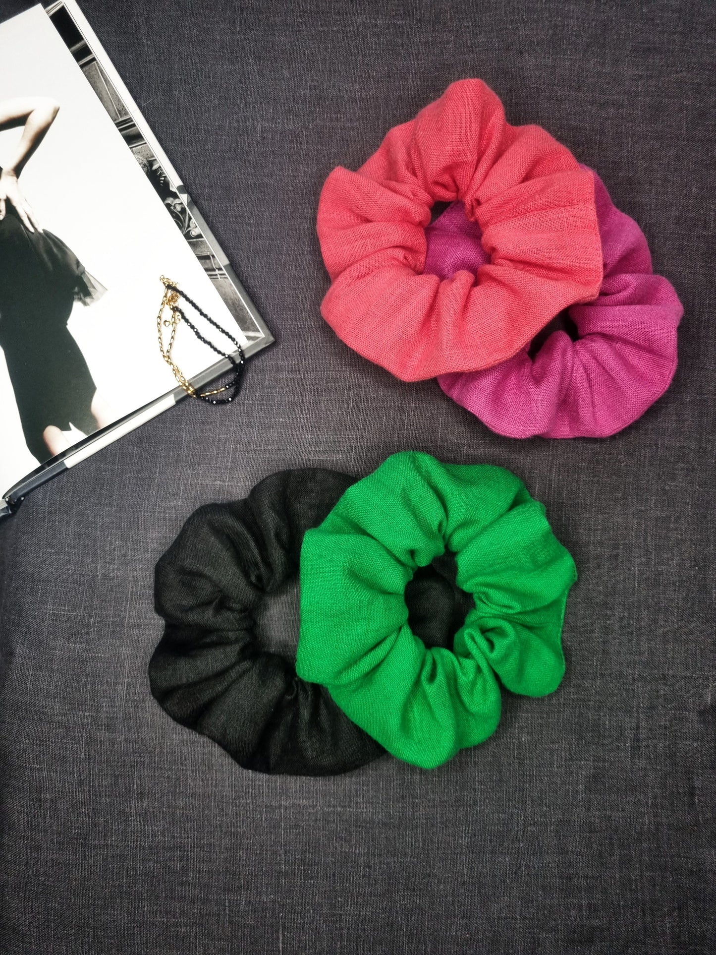 Unpainted flax linen scrunchie